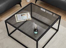 Glass Coffee Table, Small Modern Tables for Living Room 27.6 x 27.6 x 15.7 Inches, Gray Black Glass Coffee Table, Small Modern Tables for Living Room 27.6 x 27.6 x 15.7 Inches, Gray Black