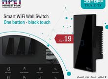 مفتاح حائط ذكي Wi-Fi بزر واحد ولمس – Sonoff T3US1C-TX أسود