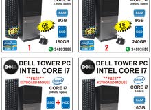 DELL INTEL CORE I7 Computer 8GB Ram 180GB SSD+HDD DVD+W (FREE KEYBOARD MOUSE) Ready To Use