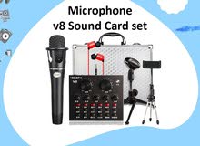 Microphone V8 Sound Card Full Set Silver Box (Brand New)