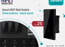 مفتاح حائط ذكي Wi-Fi بثلاثة أزرار ولمس باللون الأسود – Sonoff T3US3C-TX