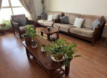 Good condition- Sofa set (solid wood) with wall unit