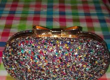 Beautiful Multicolor Embellished Stone clutch with chain handle