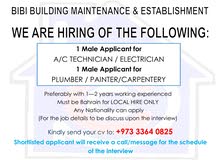 need urgent staff local Bahrain only need urgent staff local Bahrain only