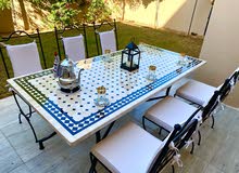 Moroccan luxury handmade marble table with 6 chairs