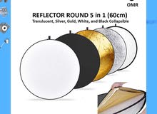 Reflector Round 5 in 1 (60 cm) (Translucent, Silver, Gold, White & Black Collapsible) Brand New