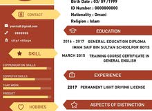 نصمم لك ارقى تصميمات السيرة الذاتية باللغتين العربية و الانجليزية بسعر رمزى نصمم لك ارقى تصميمات السيرة الذاتية باللغتين العربية و الانجليزية بسعر رمزى
