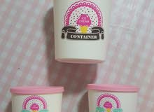 3 Icecream cups with lid كاسات  للايسكريم مع غطاء العدد 3