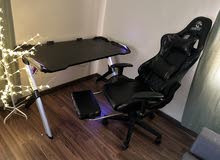 Gaming table gt002 with led colour lights and gaming chair as new