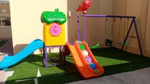 Outdoor Play set with 2 Slides - swing 3 Seats and top house shape Outdoor Play set with 2 Slides - swing 3 Seats and top house shape