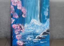 beautiful refreshinf waterfall hand made painting on canvas.