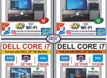 DELL Core I7 WIFI Computer Set 22"/19" HD Monitor 8GB / 16GB Ram & 180GB /256GB /512GB SSD
