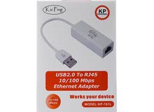 USB 2.0 to RJ45 10/100 Mbps Ethernet Adapter (KP-101L) تحويلة