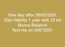 1 year Validty with 25 KD bonus Balance . 1 year Validty with 25 KD bonus Balance .