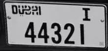 I 44321 Dubai plate
