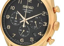 Seiko Chronograph black rose gold watch