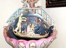 Beautiful italy Porcelain Capodimonte water fountain with lights for Home-Garden-Office