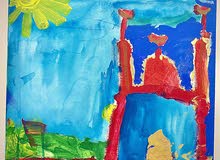 acrylic color in cloth لوحة فنية مسجد على قماش acrylic color in cloth لوحة فنية مسجد على قماش