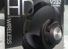 جديد سماعة رأس لاسلكية HD  HD stereo headsets v232     تتصل بالبلوتوث  لمسافة 10 متر تدعم بطاقة ذاكر