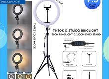 Tiktok & Studio Ringlight 30 cm with 210 cm Long Tripod Stand (3 Colors Mode) New Stock
