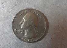 Quarter dollar ربع دولار أمريكي قديم سنة 1965