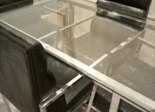 Glass Table with Leather Chairs Glass Table with Leather Chairs