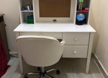 pottery barn white office table and chair / study table