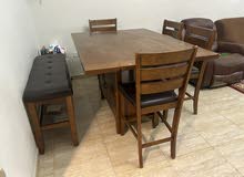 Dining Table from HomeCenter, 4 chairs, 1 bench, storage space under table