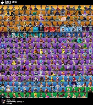 حساب فورت فيه كل الرقصات والسكنات حق عرق و فيه نوادر مثل اكس كريتوس وفيه 290 سكن .