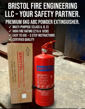 BRISTOL Fire Extinguisher 6kg ABC – Brand New in Box طفاية حريق BRISTOL 6 كجم – جديدة بالكرتونة