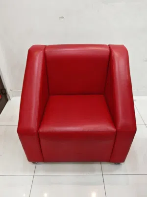 Red leather modern guest sofa for reception or manager office