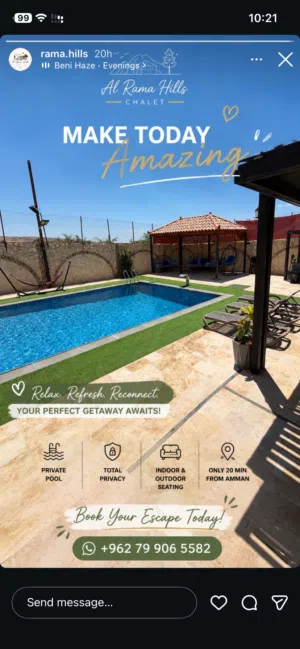 2 Bedrooms Chalet for Rent in Jordan Valley Dead Sea