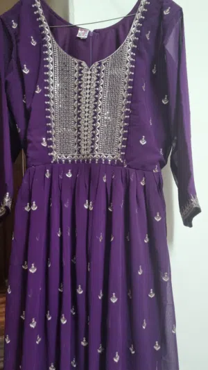 Ripe Plum Purple Rich Silver Zari Woven Salwar Suit Set with duppatta