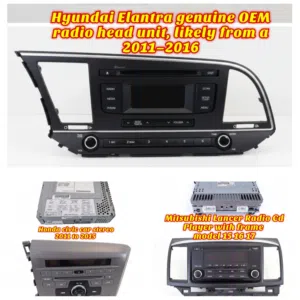Hyundai Elantra genuine OEM radio head unit, likely from a 2011–2016AM/FM Radio, CD/MP3 Player, Blue
