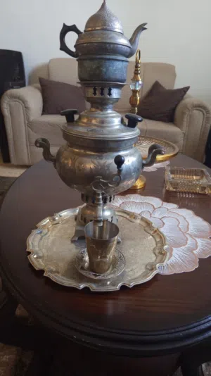 سموار نحاس مطلي فضه فحم