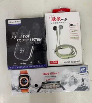 Bluetooth headphones+Smart watch+Headphones 3 item bd4.5 Folding table 5bd All brand new سماعات بلوت