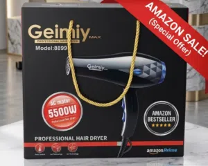 Geimy Max 8899 Professional Hair Dryer 5500W  High Power AC Motor  Fast Drying  Heat Control & Io