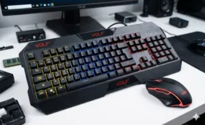 لوحة مفاتيح كاملة الحجم: تصميم قوي وهيكل متين مجهز بإضاءة RGB خلفية