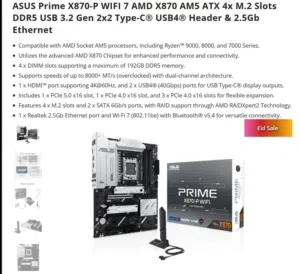 بورد ASUS X870-P Prime جديدة مختومة بجتلاينها