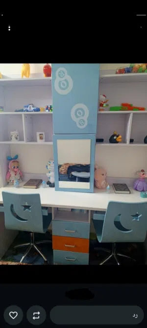 مكتب ورفوف لغرفة نوم اطفال