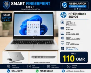 Hp EliteBook Core i7-8gen, 8GB RAM, 512GB SSD, and Radeon 550x 2GB