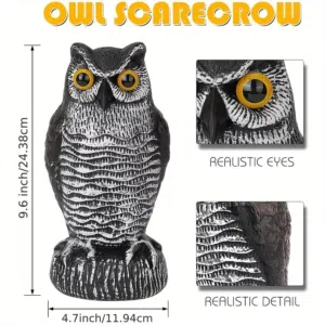 Fake Standing Owl Bird Hunting Shooting Decoy Deterrent Repelled Garden Scare @ بومه لطرد الطيور