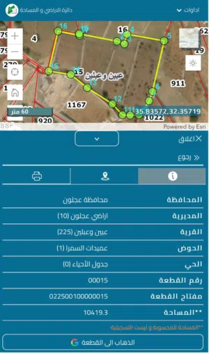قطعة ارض عبين عبلين للبيع (عميدات السمرا)