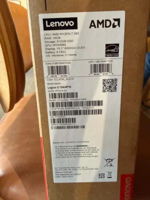 Lenovo legion 5 Amd ryzen 7 260 Rtx 5060 8gb 115w Ram 16gb 1tb gen 4 Display 2.5k 165 oled