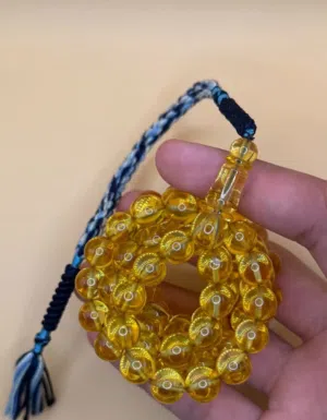 مسباح كهرمان شفاف عسلي تخريم سوبر