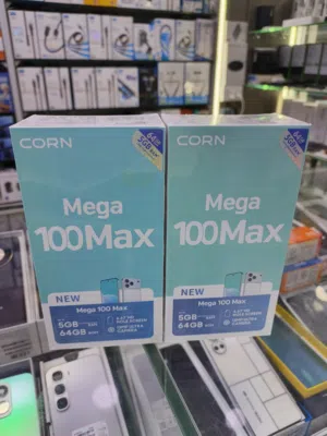 تلفون جديد بالكرتونة corn Mega 100 max مع كامل اغراضه رام 5  ذاكرة 64