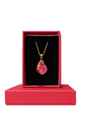 Raw Pink Druzy Crystal Pendant Necklace