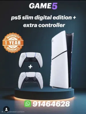 جهاز بلاي ستيشن 5 سليم الإصدار الرقميd PS5 console slim digital edition, 825 GB SSD Storag.