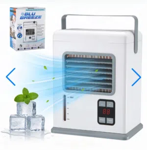 Refroidisseur d'Air Évaporatif Portable USB/AC Blu Breeze - مبرد هواء محمول مع نظام طاقة مزدوج