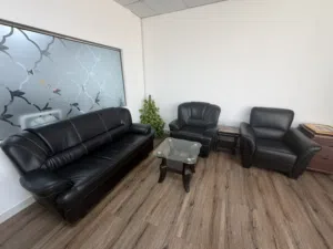 طقم جلوس جلد اسود